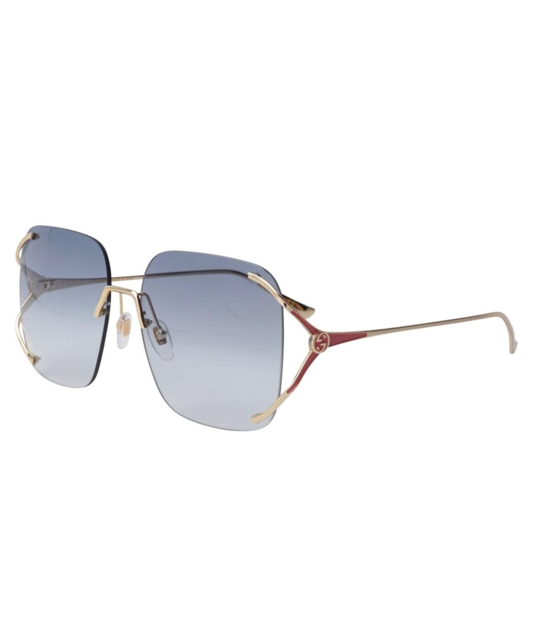 GUCCI Золотые металлические солнцезащитные очки, фото 9