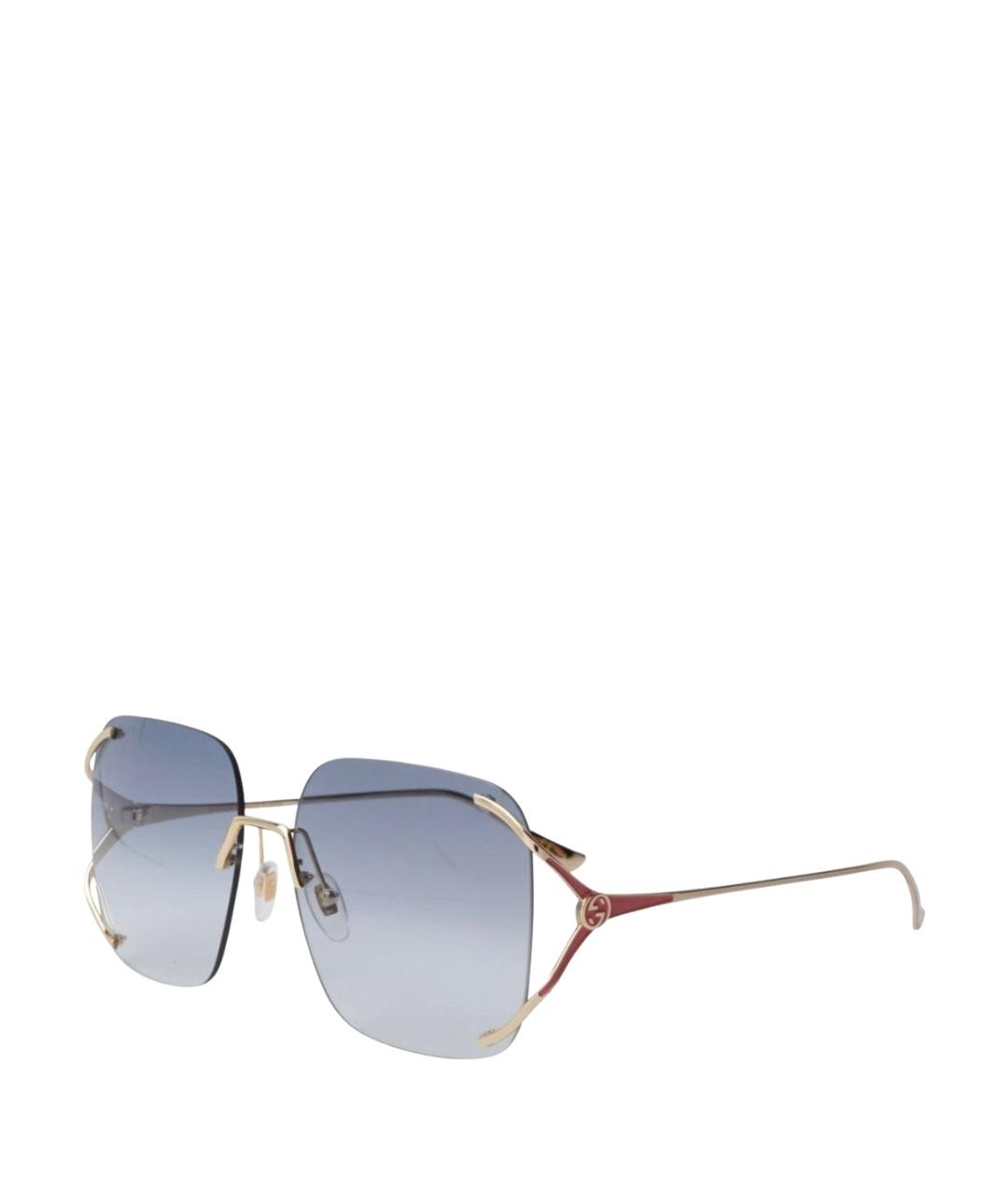 GUCCI Золотые металлические солнцезащитные очки, фото 1