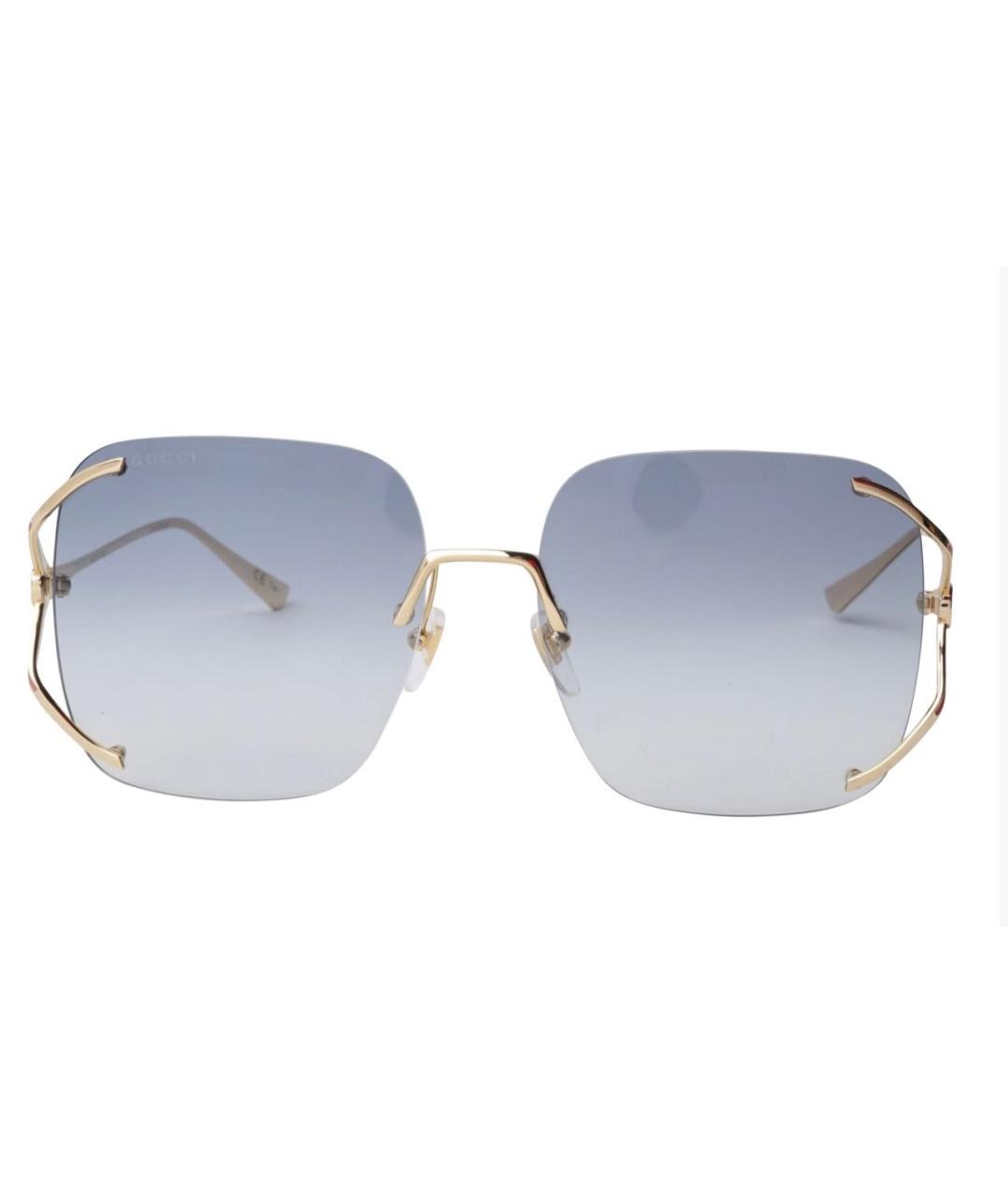 GUCCI Золотые металлические солнцезащитные очки, фото 2