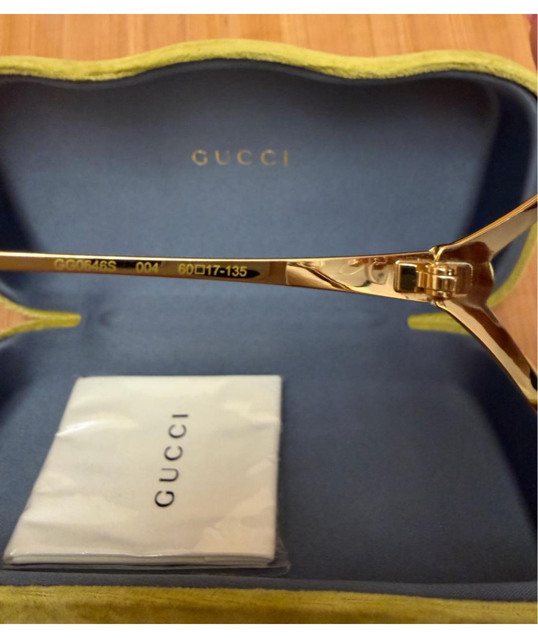 GUCCI Золотые металлические солнцезащитные очки, фото 7