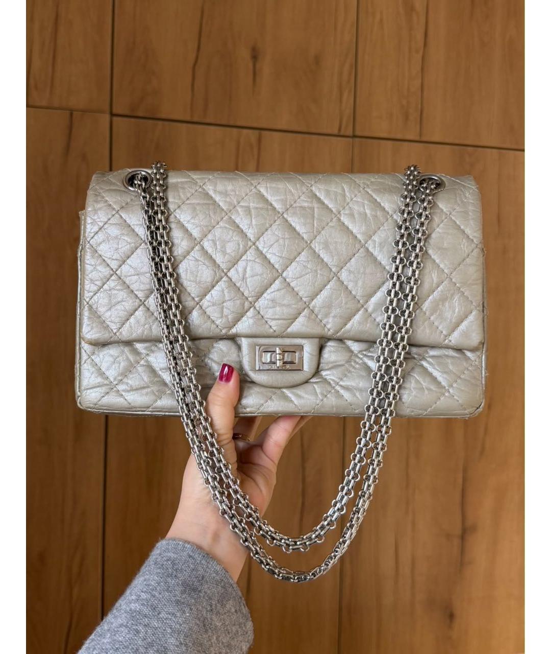 CHANEL Серебряная кожаная сумка через плечо, фото 9