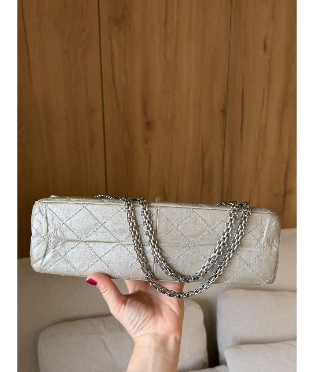 CHANEL Серебряная кожаная сумка через плечо, фото 6