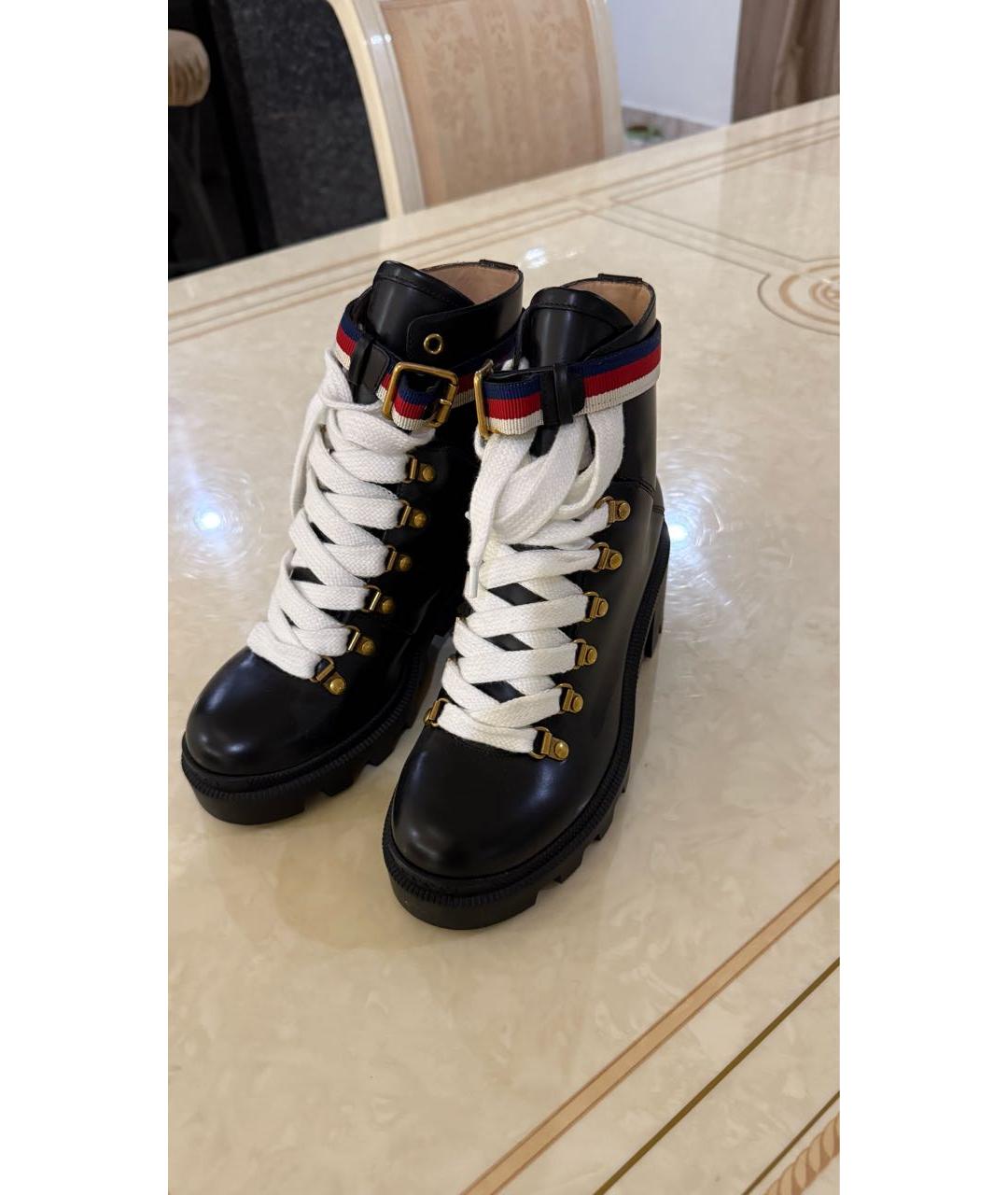 GUCCI Черные кожаные ботинки, фото 2