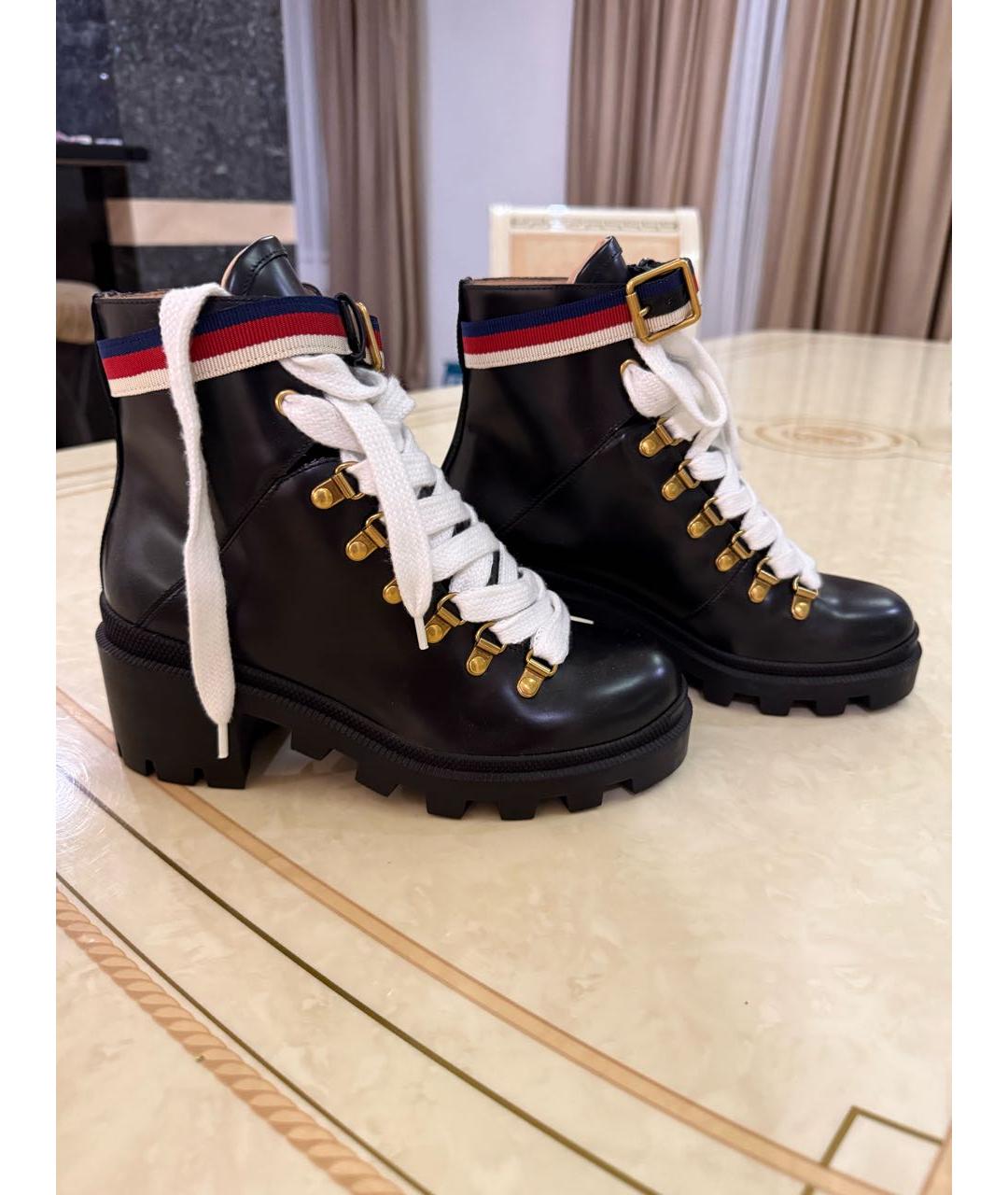 GUCCI Черные кожаные ботинки, фото 5
