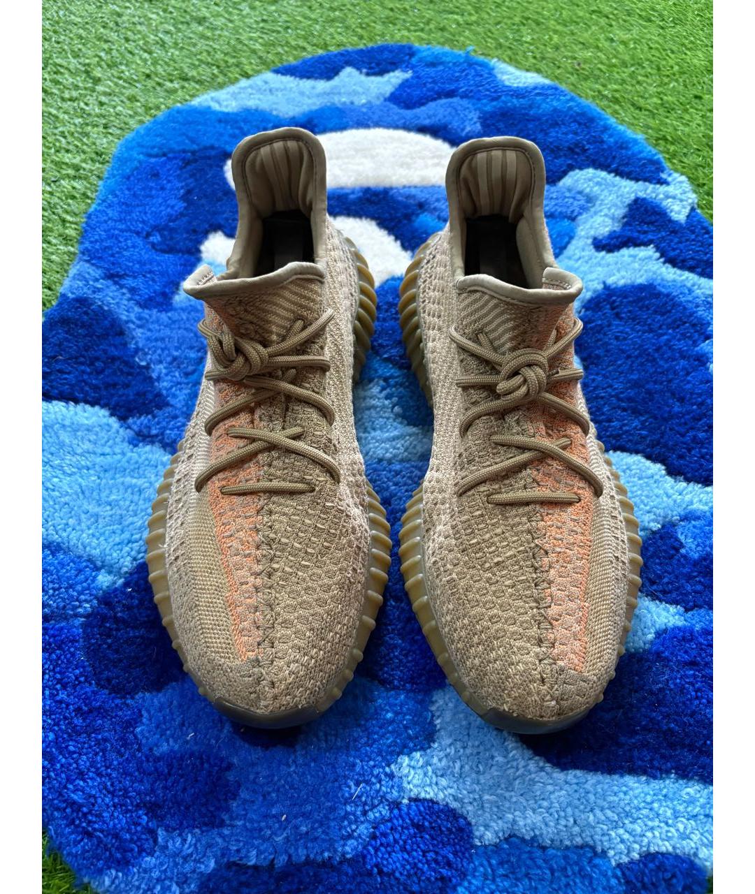 ADIDAS YEEZY Коричневые текстильные низкие кроссовки / кеды, фото 2