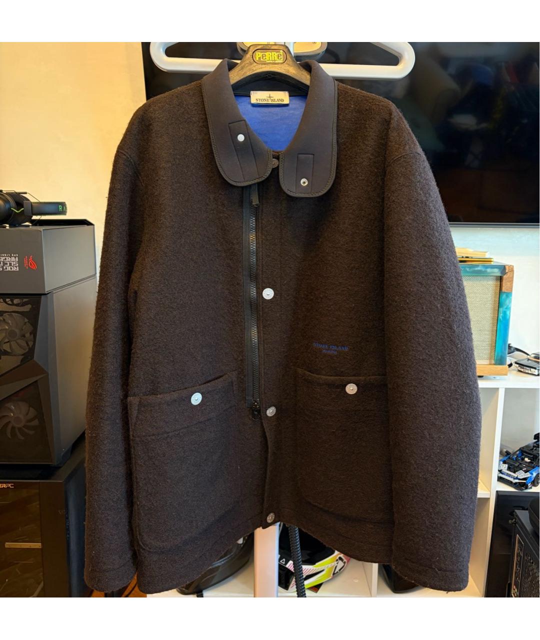 STONE ISLAND Коричневая шерстяная куртка, фото 6