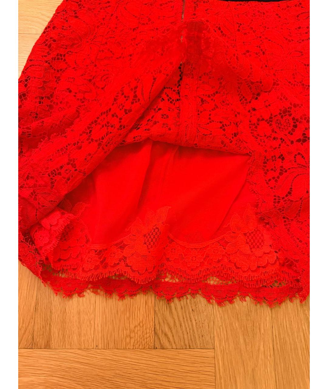 DOLCE&GABBANA Красная кружевная юбка мини, фото 5