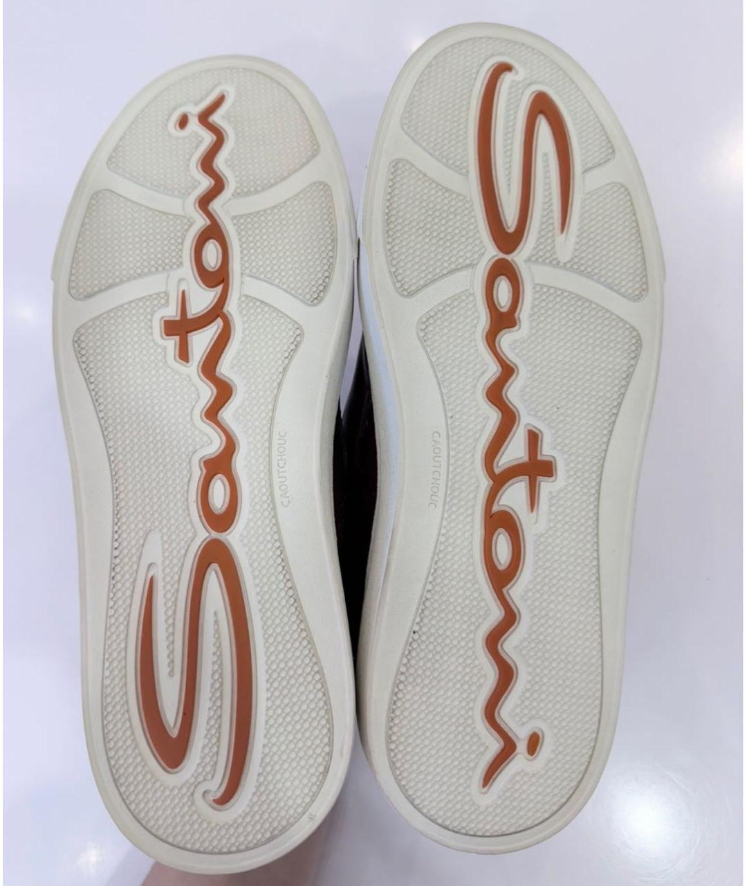 SANTONI Бордовые кожаные кеды, фото 7