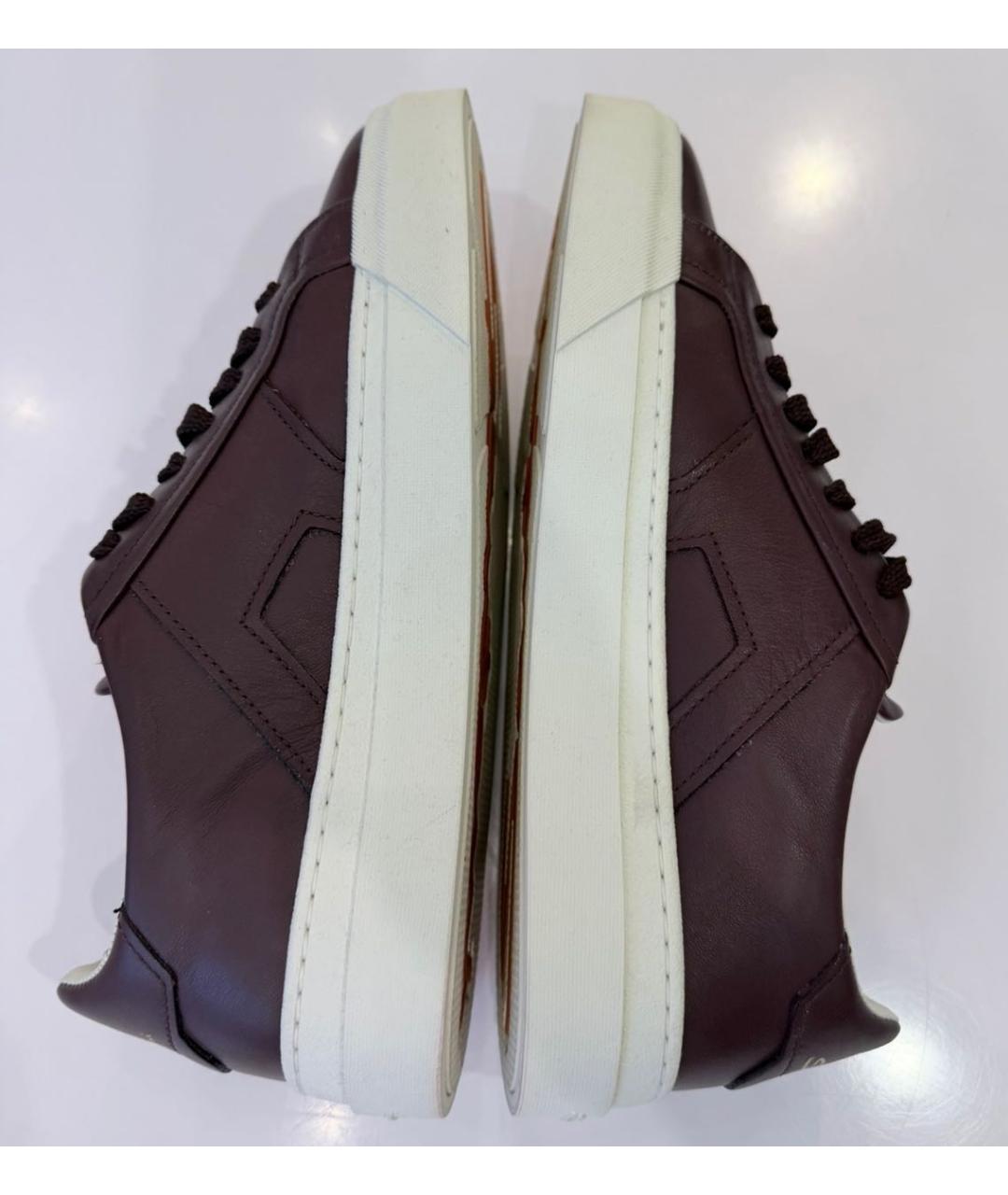 SANTONI Бордовые кожаные кеды, фото 5