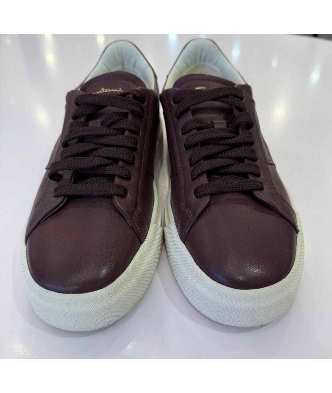 SANTONI Бордовые кожаные кеды, фото 2