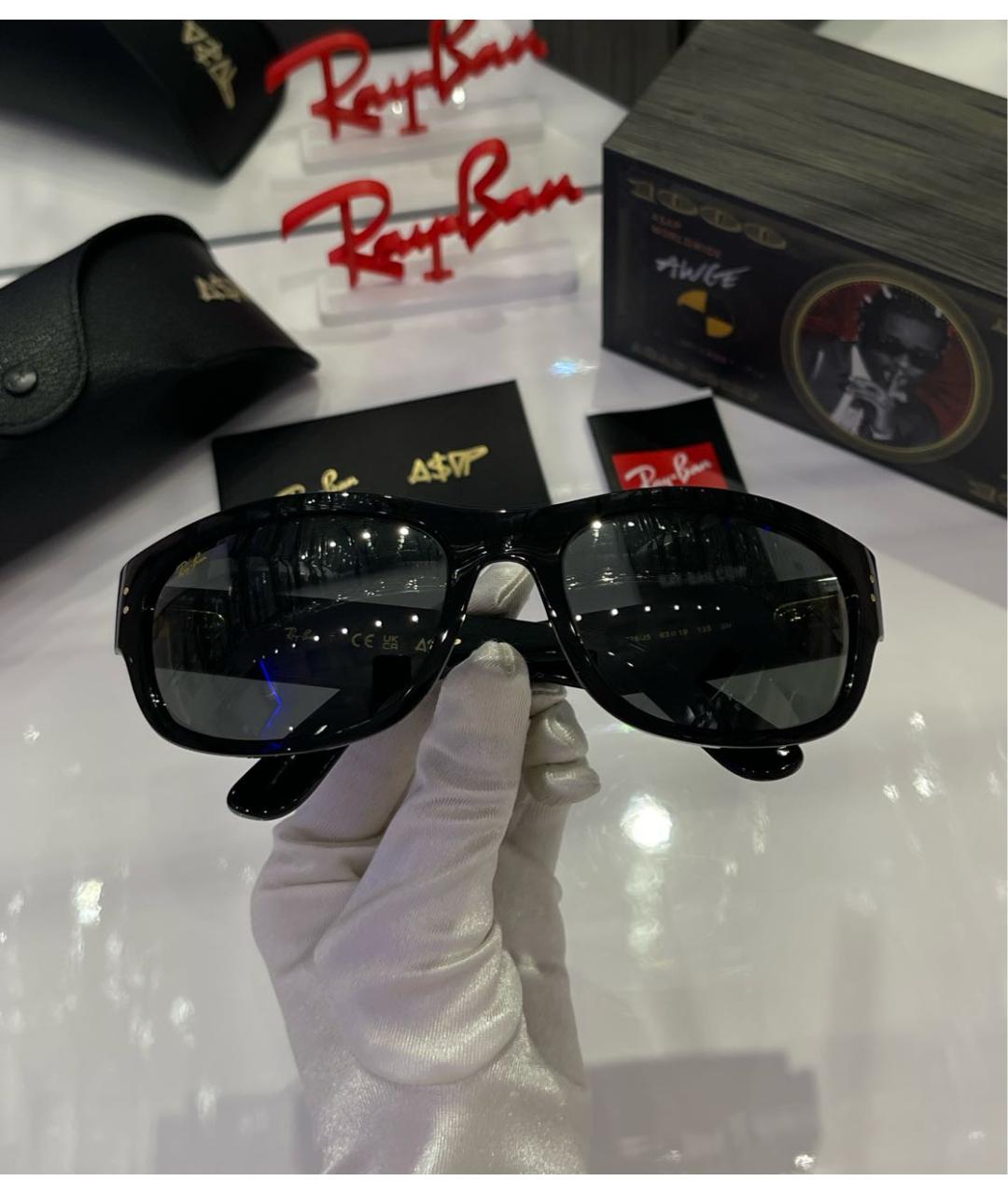 RAY BAN Черные пластиковые солнцезащитные очки, фото 4