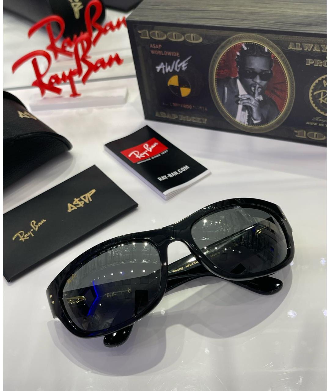 RAY BAN Черные пластиковые солнцезащитные очки, фото 6