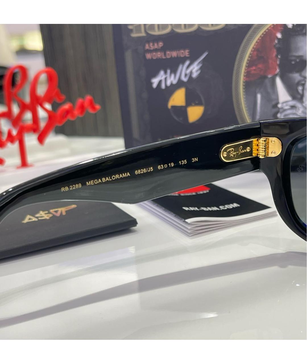 RAY BAN Черные пластиковые солнцезащитные очки, фото 8