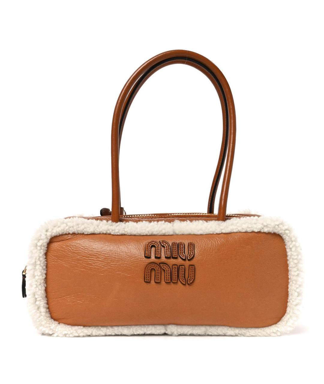MIU MIU Коричневая кожаная сумка с короткими ручками, фото 8