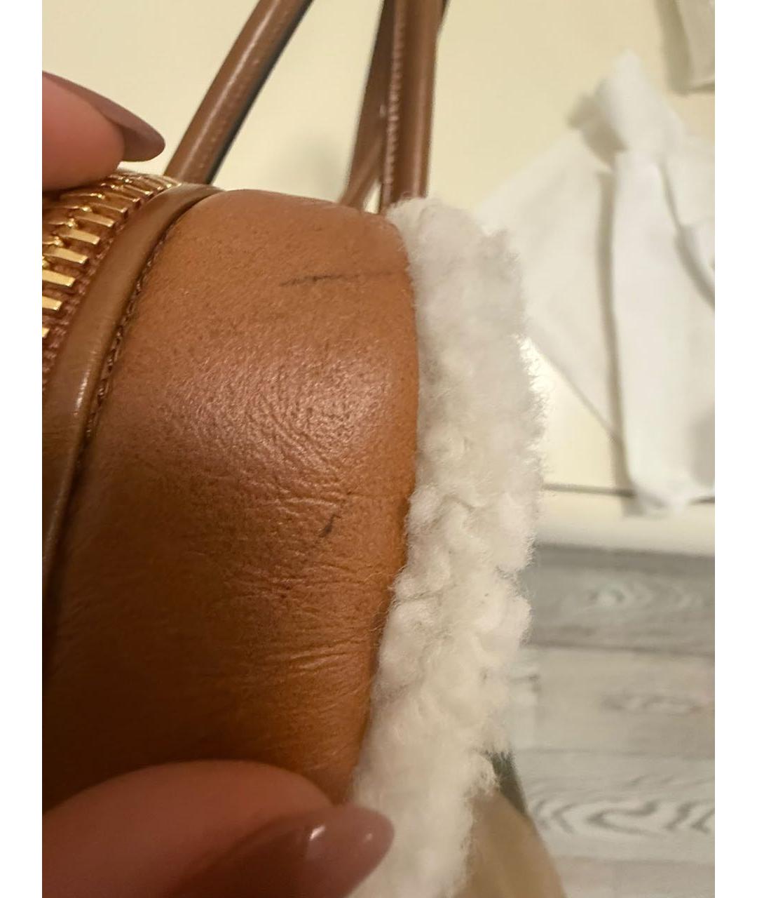 MIU MIU Коричневая кожаная сумка с короткими ручками, фото 7
