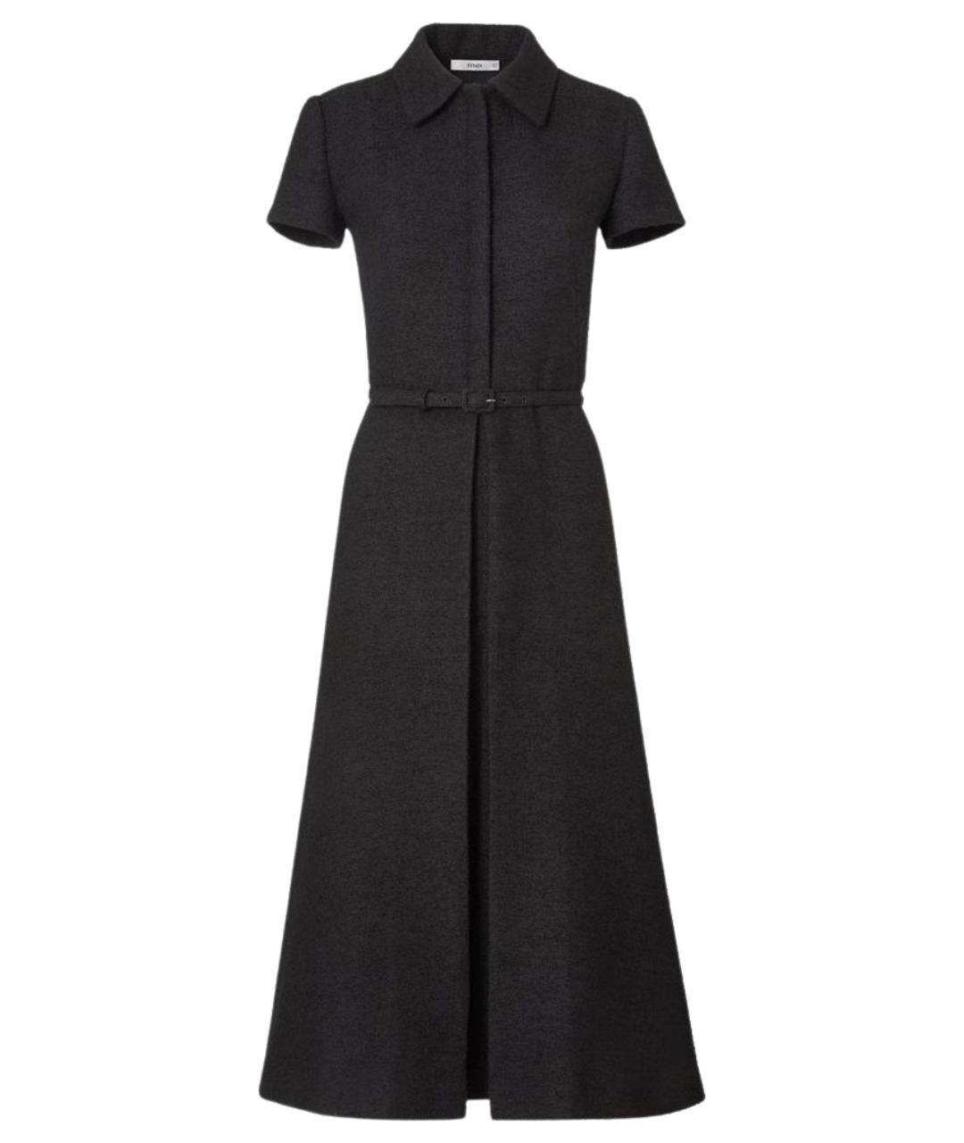 FENDI Черное шерстяное повседневное платье, фото 1