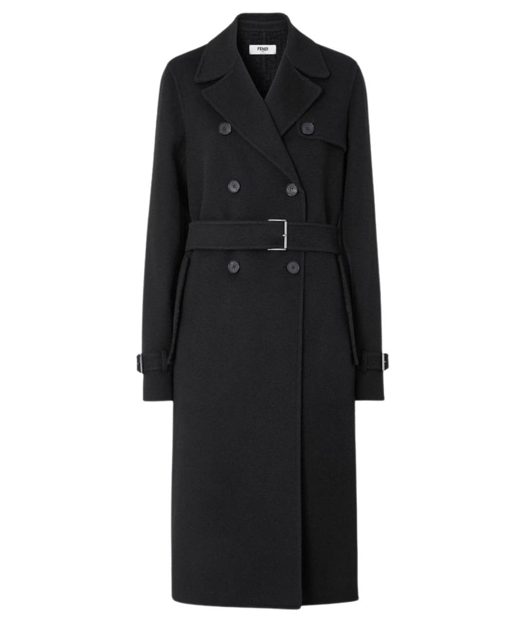 FENDI Черное шерстяное пальто, фото 1