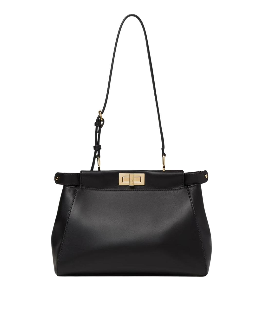 FENDI Черная кожаная сумка тоут, фото 1