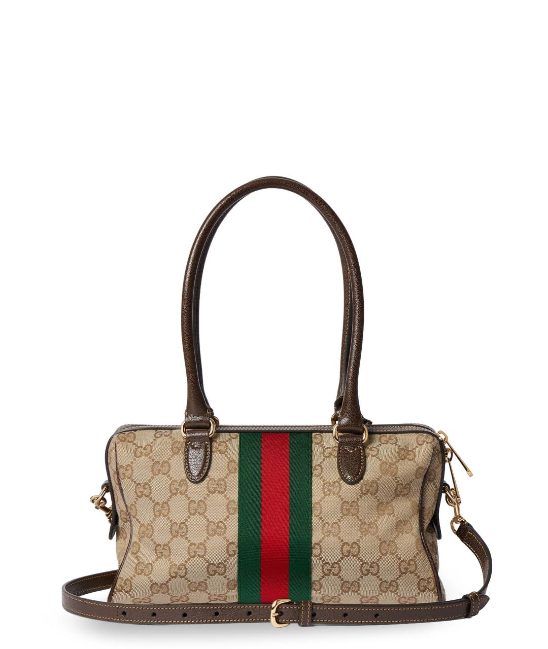 GUCCI Бежевая сумка через плечо из канвы, фото 2