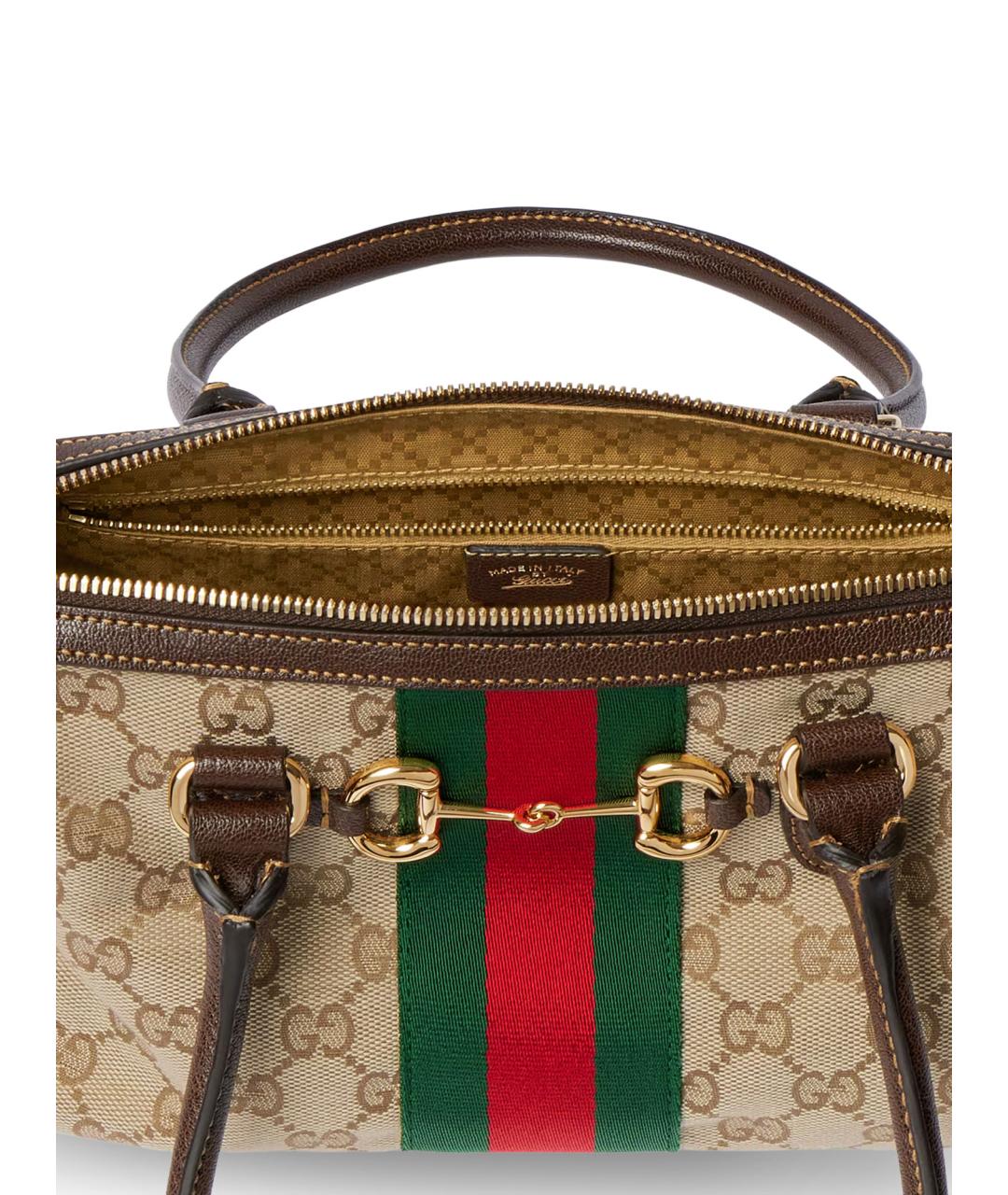 GUCCI Бежевая сумка через плечо из канвы, фото 4