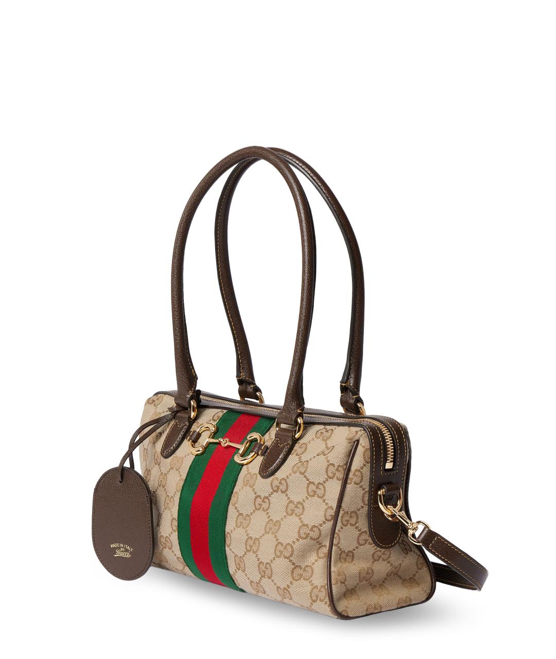 GUCCI Бежевая сумка через плечо из канвы, фото 3