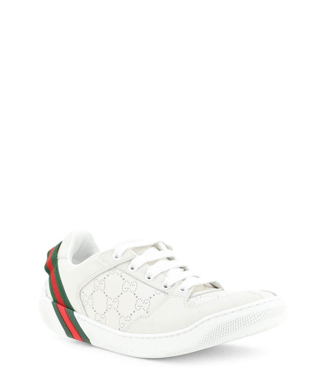 GUCCI Белые кожаные кроссовки, фото 2