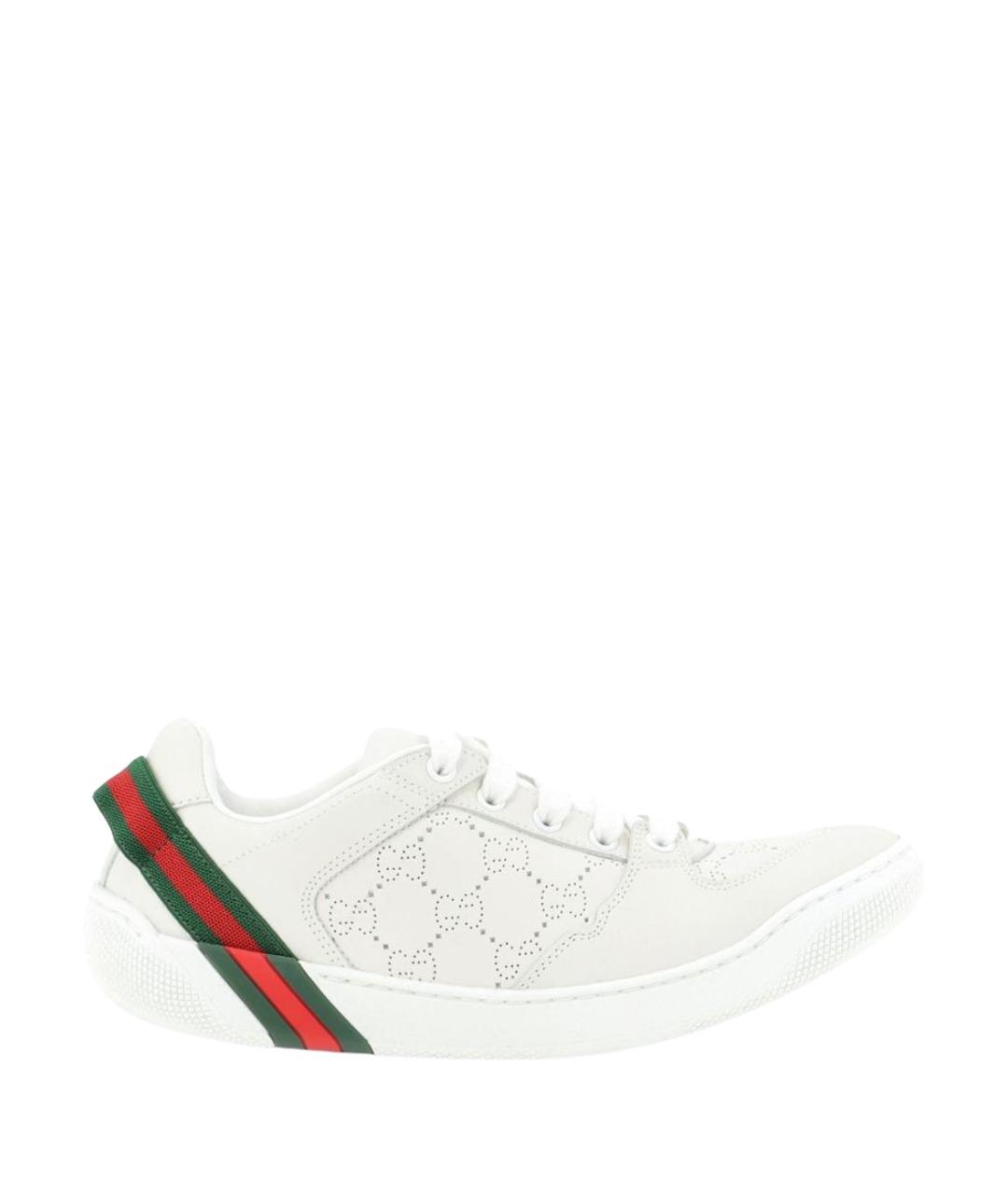 GUCCI Белые кожаные кроссовки, фото 1