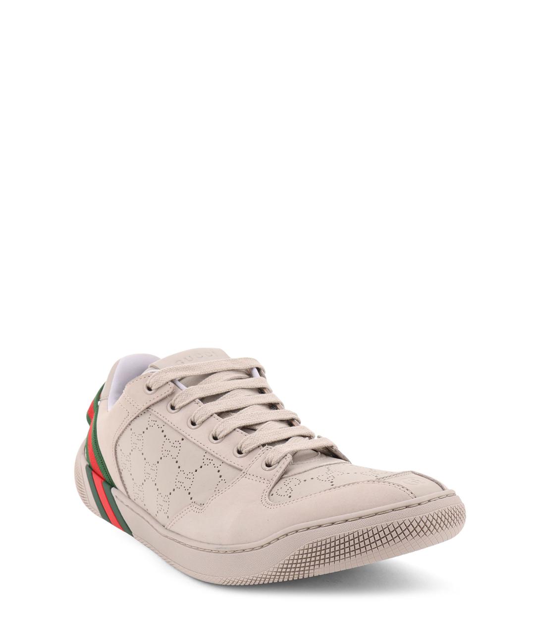 GUCCI Бежевые кожаные низкие кроссовки / кеды, фото 2