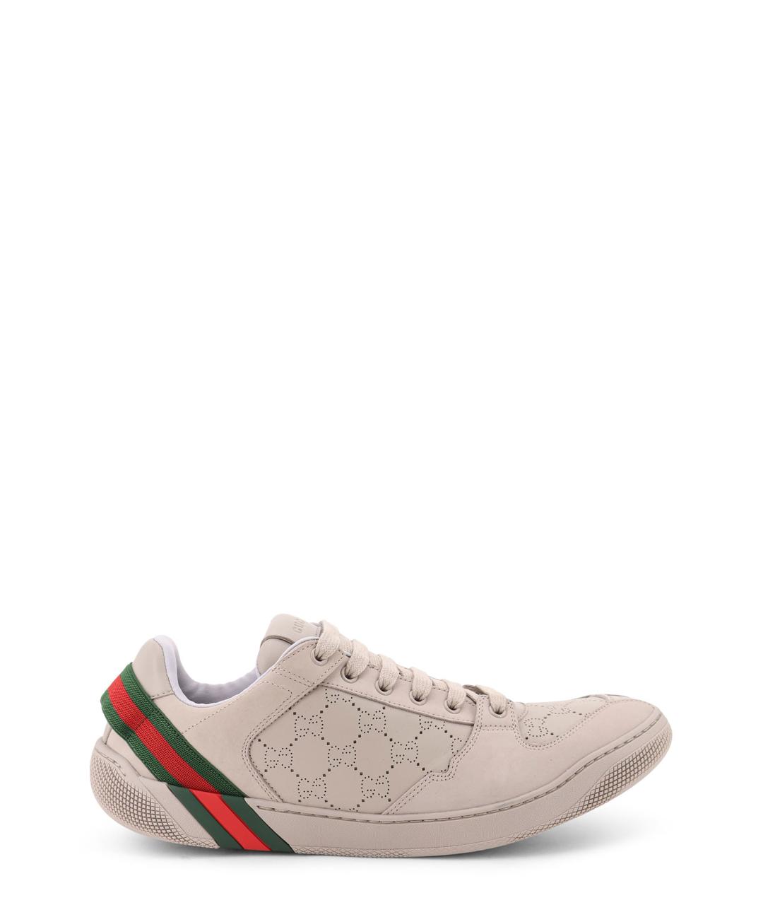 GUCCI Бежевые кожаные низкие кроссовки / кеды, фото 6