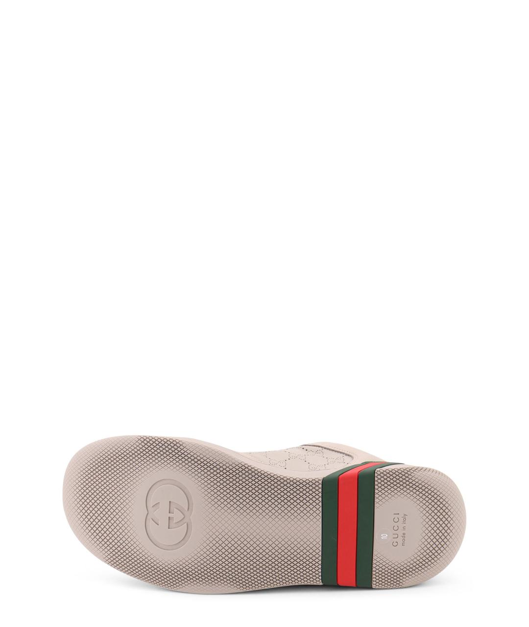 GUCCI Бежевые кожаные низкие кроссовки / кеды, фото 4
