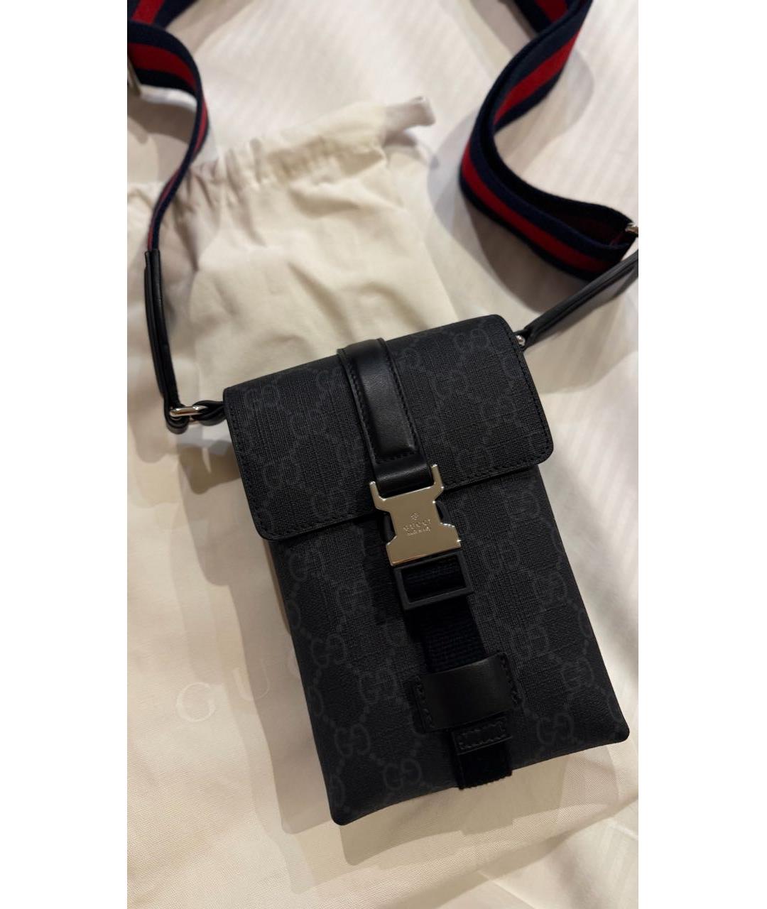 GUCCI Темно-синяя сумка на плечо из канвы, фото 3