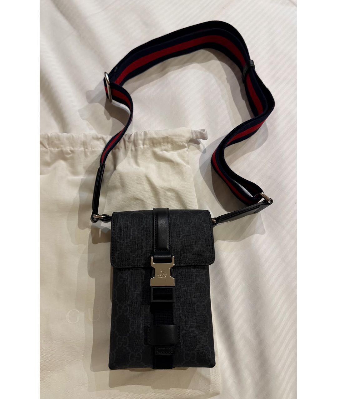GUCCI Темно-синяя сумка на плечо из канвы, фото 2