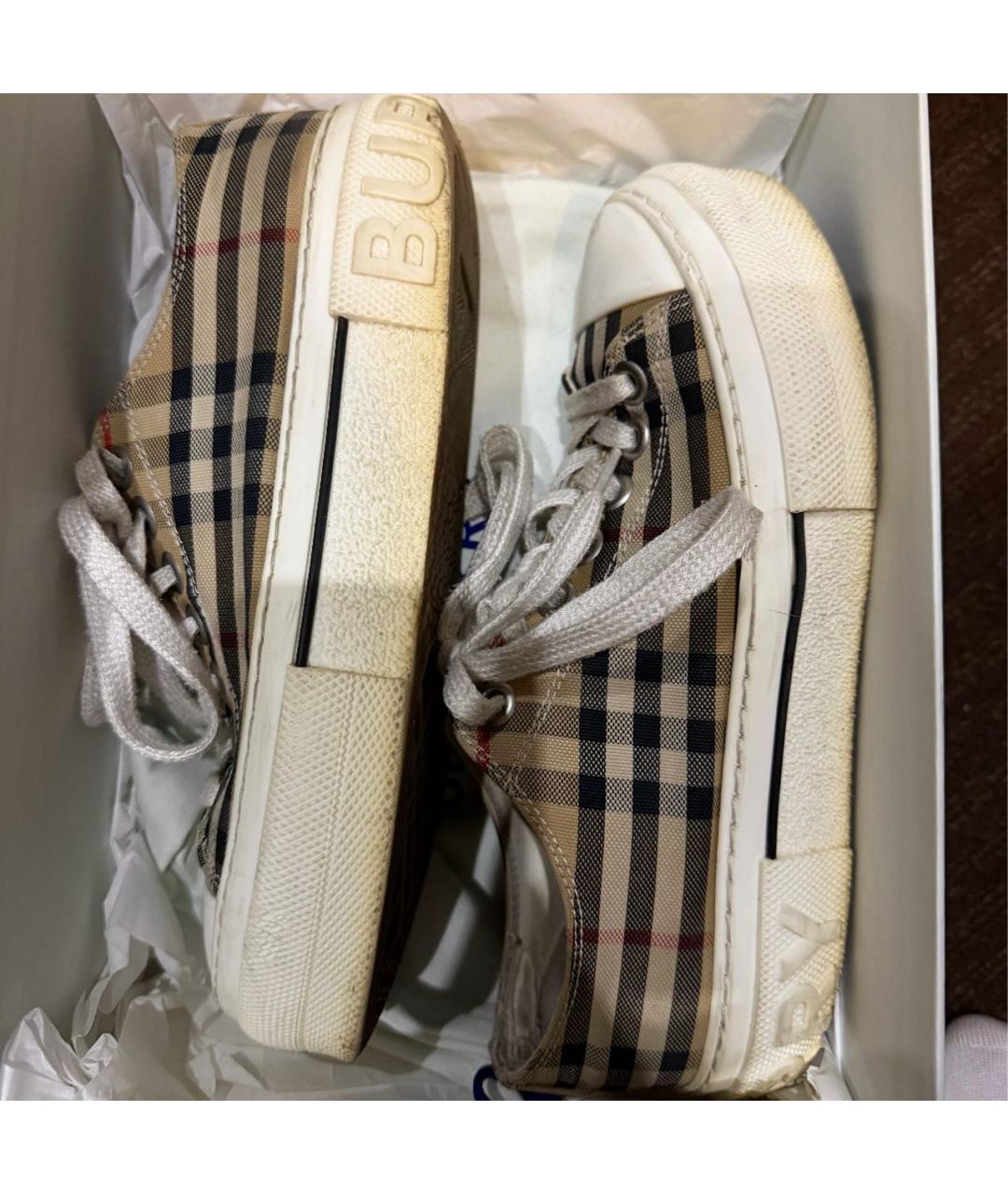 BURBERRY Бежевые кеды, фото 4