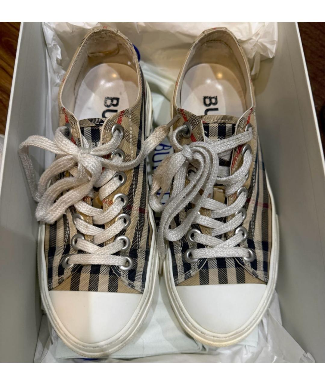 BURBERRY Бежевые кеды, фото 2