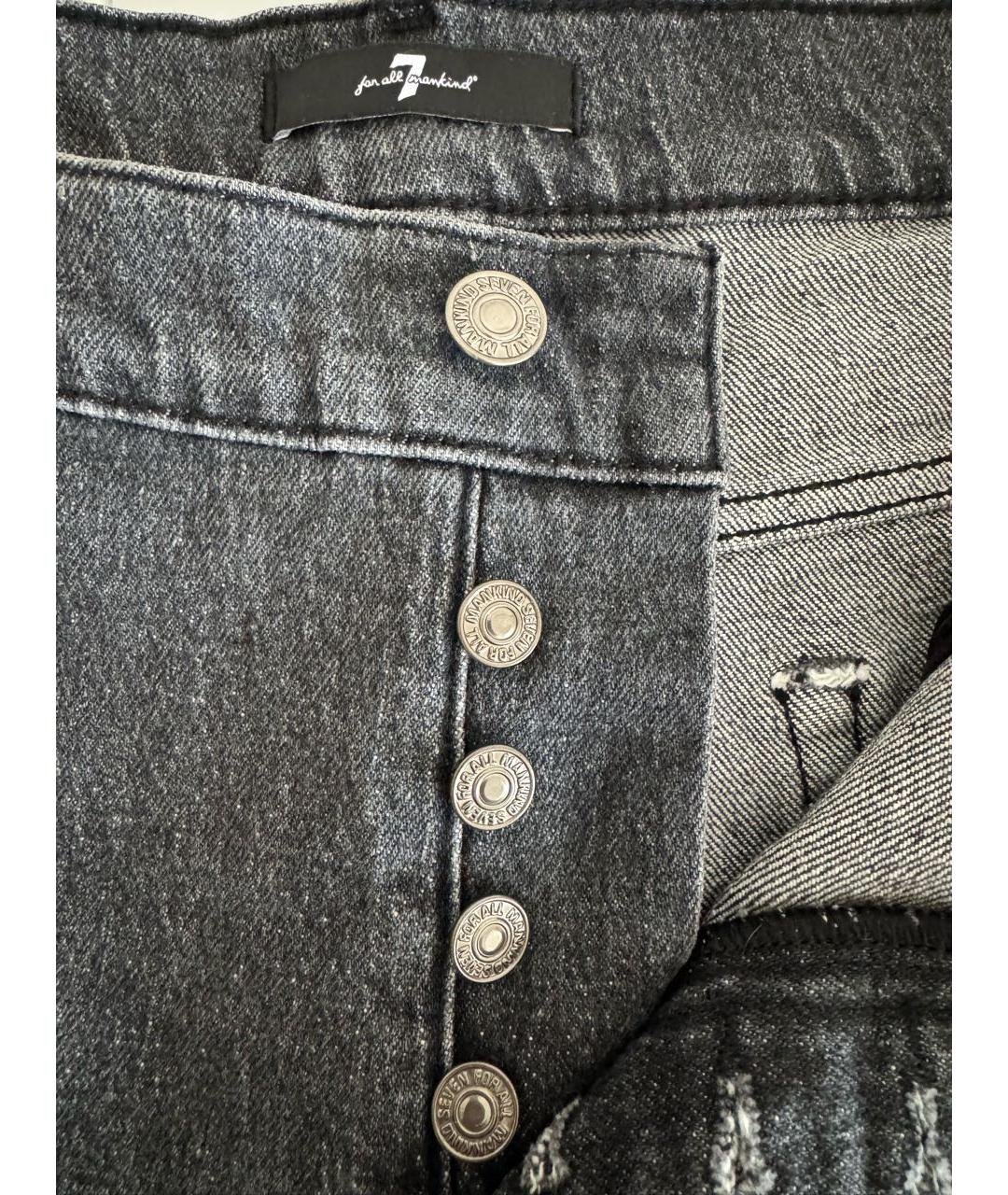 7 FOR ALL MANKIND Антрацитовые хлопко-эластановые джинсы клеш, фото 5