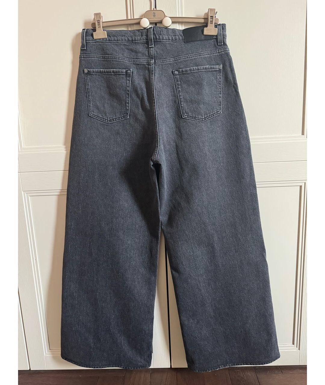 7 FOR ALL MANKIND Антрацитовые хлопко-эластановые джинсы клеш, фото 2