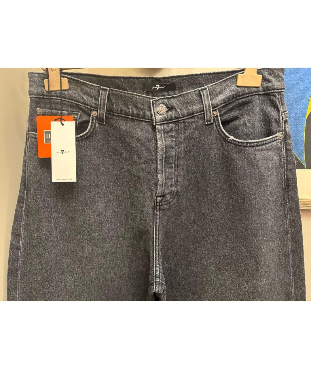 7 FOR ALL MANKIND Антрацитовые хлопко-эластановые джинсы клеш, фото 6