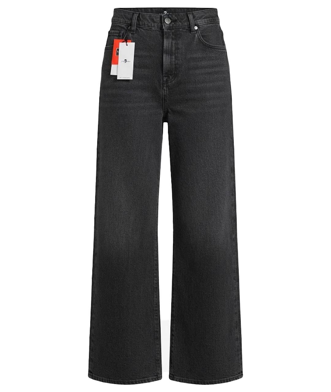 7 FOR ALL MANKIND Антрацитовые хлопко-эластановые джинсы клеш, фото 1