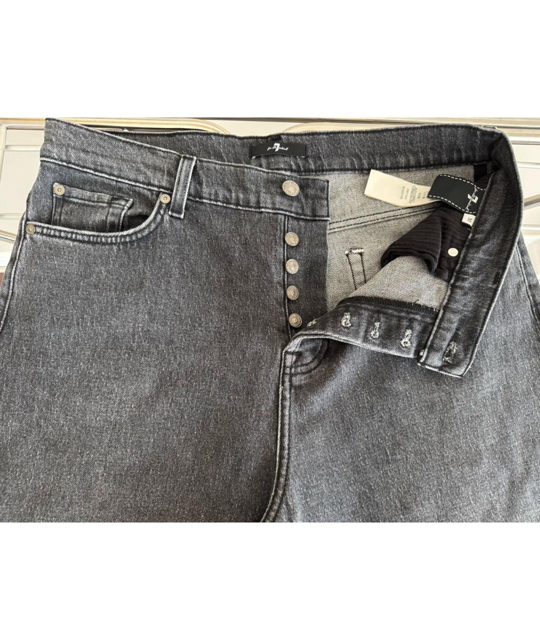 7 FOR ALL MANKIND Антрацитовые хлопко-эластановые джинсы клеш, фото 3