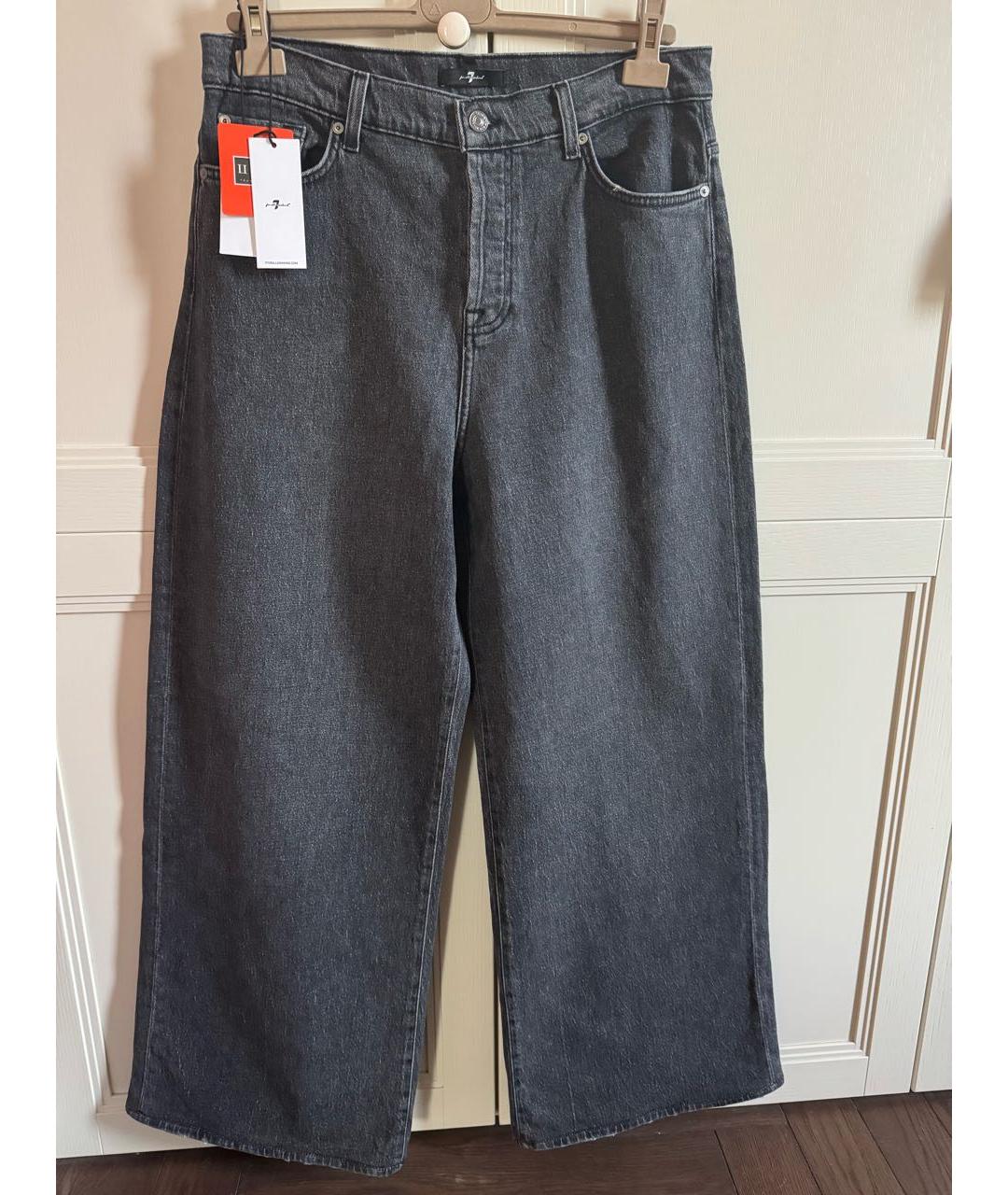 7 FOR ALL MANKIND Антрацитовые хлопко-эластановые джинсы клеш, фото 9
