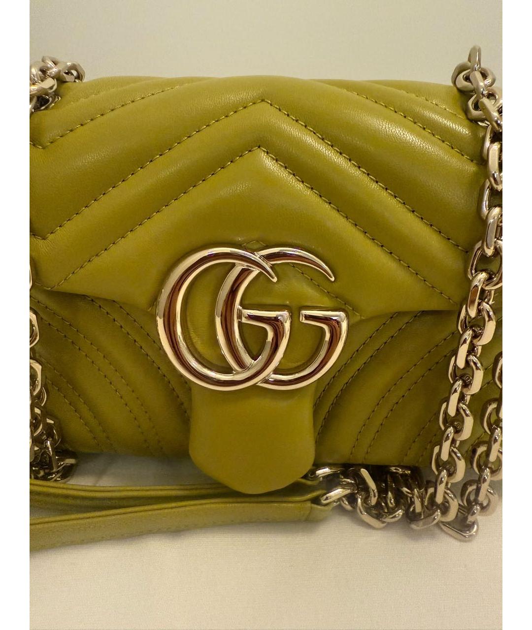 GUCCI Желтая кожаная сумка через плечо, фото 3