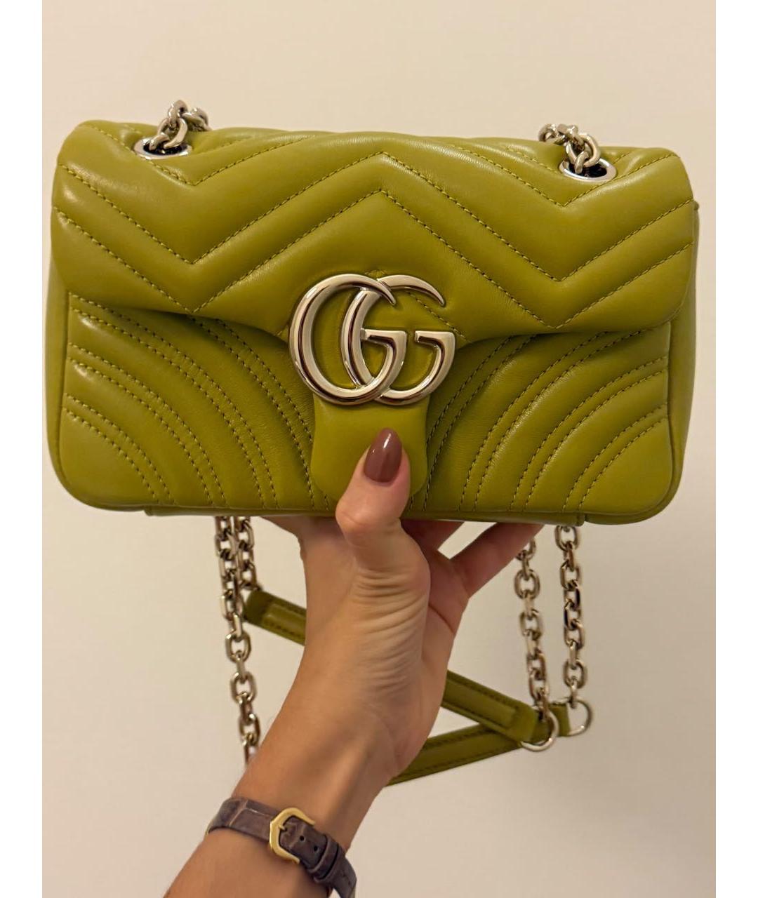 GUCCI Желтая кожаная сумка через плечо, фото 4