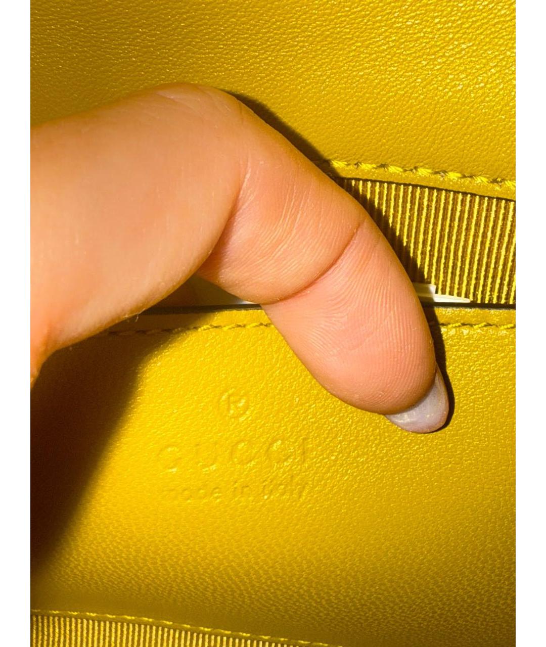 GUCCI Желтая кожаная сумка через плечо, фото 5