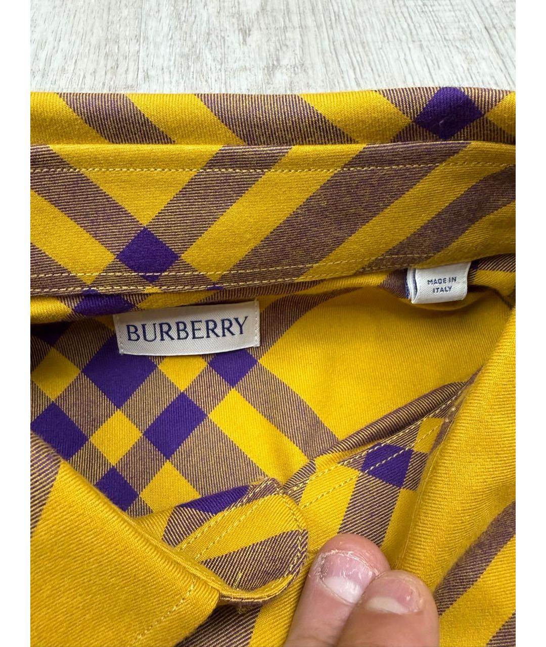 BURBERRY Желтая хлопковая кэжуал рубашка, фото 3