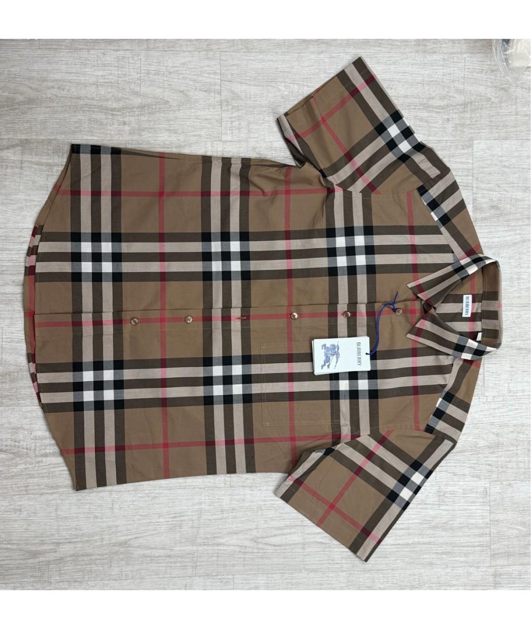 BURBERRY Коричневая хлопковая классическая рубашка, фото 6