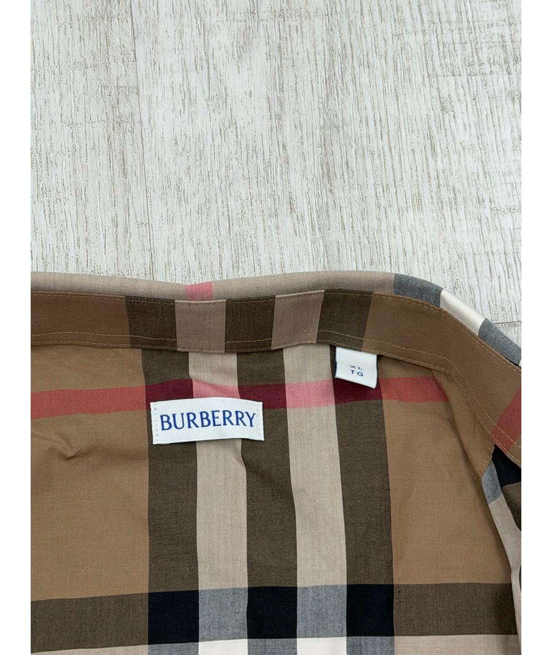 BURBERRY Коричневая хлопковая классическая рубашка, фото 5