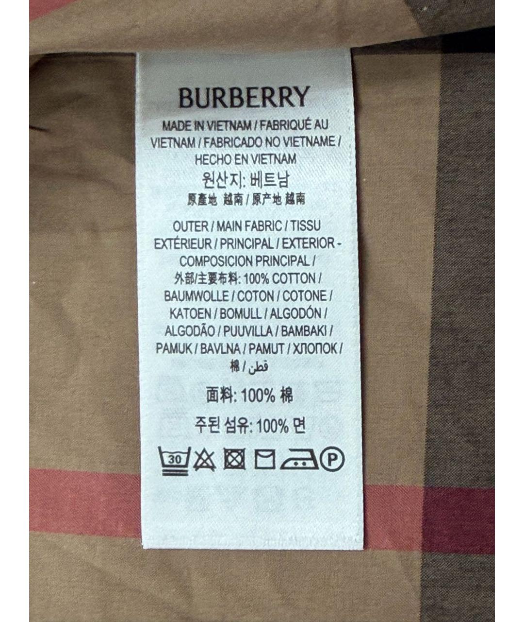 BURBERRY Коричневая хлопковая классическая рубашка, фото 4