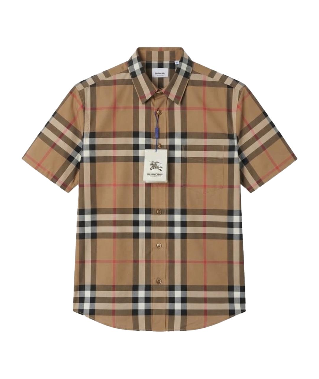 BURBERRY Коричневая хлопковая классическая рубашка, фото 1