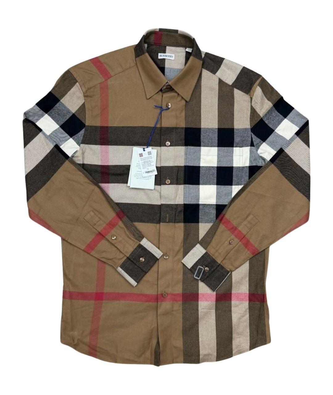 BURBERRY Коричневая хлопковая классическая рубашка, фото 1