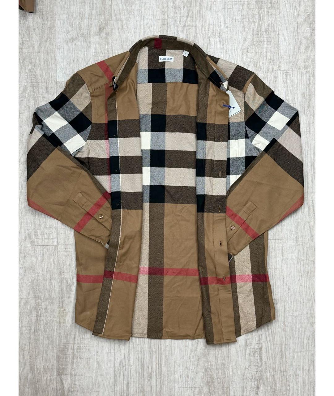 BURBERRY Коричневая хлопковая классическая рубашка, фото 2
